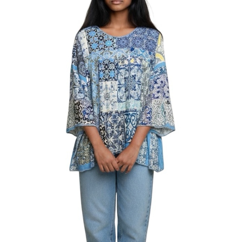 Johnny Was Patchwork Tile Top Xl - image 1